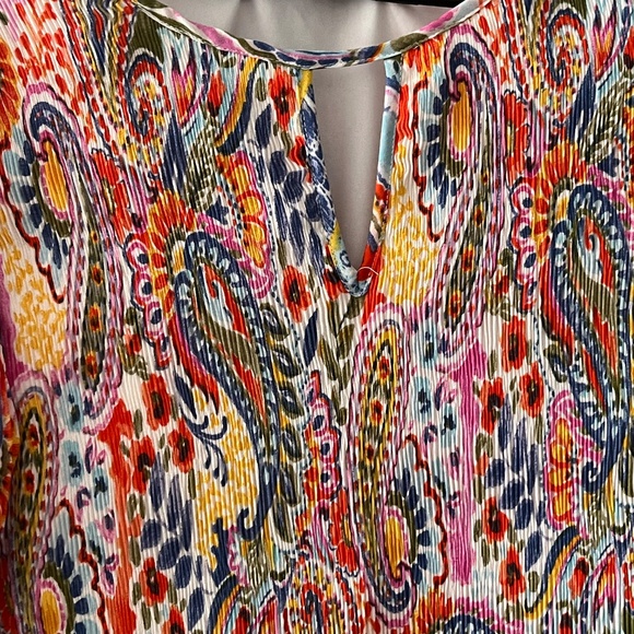 Emma and Michele Bell Sleeve Keyhole Printed Dress Large Knee Length Colorful - Picture 3 of 12